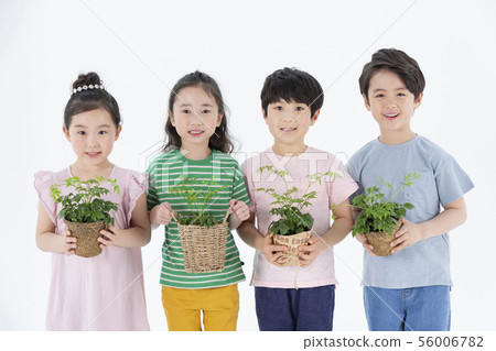 Smiling Children Concept, happy child enjoy summer time on white background 215 56006782
