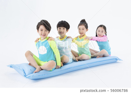 Smiling Children Concept, happy child enjoy summer time on white background 146 56006786