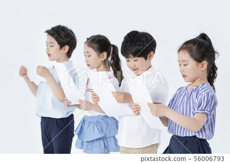 Smiling Children Concept, happy child enjoy summer time on white background 199 56006793