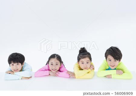Smiling Children Concept, happy child enjoy summer time on white background 145 56006909