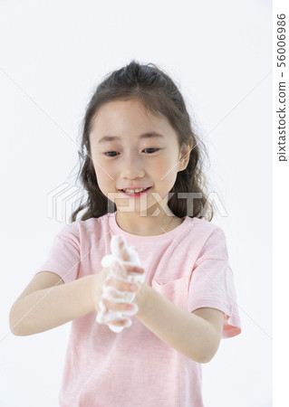 Smiling Children Concept, happy child enjoy summer time on white background 001 56006986
