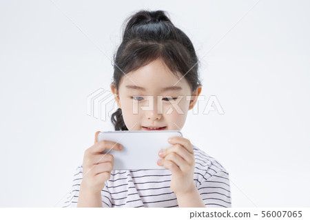 Smiling Children Concept, happy child enjoy summer time on white background 001 56007065