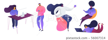 Coworking space concept vector illustrations set Coworking space concept vector illustrations set 56007314