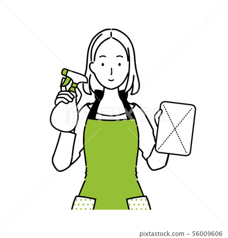 一名婦女的例證有清潔工具的 一名婦女的例證有清潔工具的 56009606