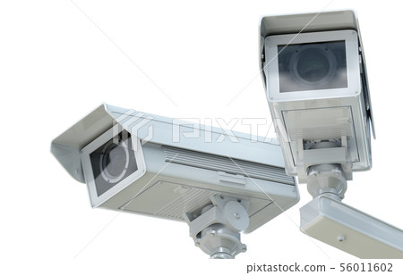 white cctv camera or security camera isolated on 56011602