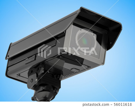 cctv camera or security camera on blue background 56011618