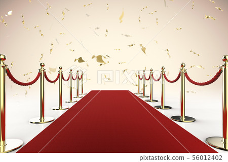 red carpet and rope barrier with shiny gold 56012402