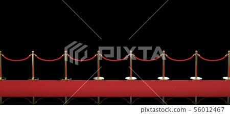 red carpet with rope barrier on black background 56012467