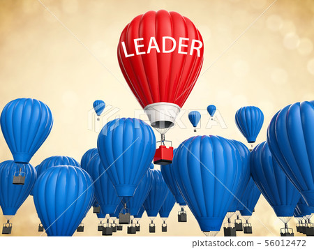 leadership concept with red hot air balloon 56012472