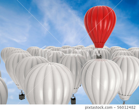 leadership concept with red hot air balloon 56012482