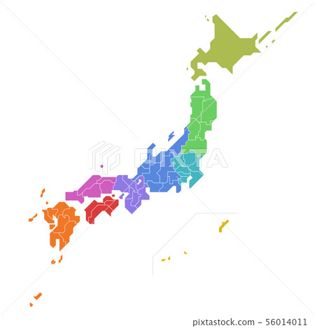Map of Japan by region, prefecture, Northern Territories (eps has layers for each prefecture) 56014011