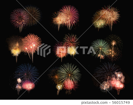 Set of variety colorful firework in annual Set of variety colorful firework in annual 56015749