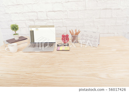 Office stuff stationery with copy space on wooden Office stuff stationery with copy space on wooden 56017426