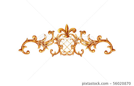 Gold ornament baroque style element vignette. Gold ornament baroque style element vignette. 56020870