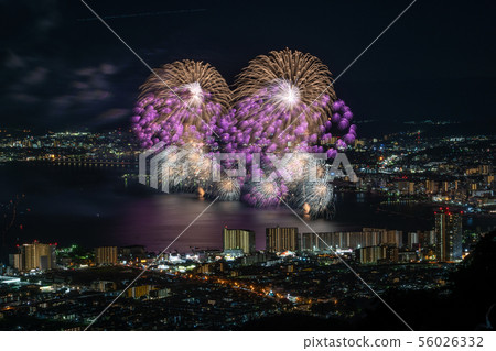 Lake Biwa fireworks from the Yumigaoka Observatory Lake Biwa fireworks from the Yumigaoka Observatory 56026332
