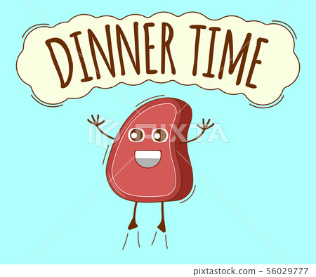 Dinner Time Banner, Meat Icon. Cute Character, Dinner Time Banner, Meat Icon. Cute Character, 56029777