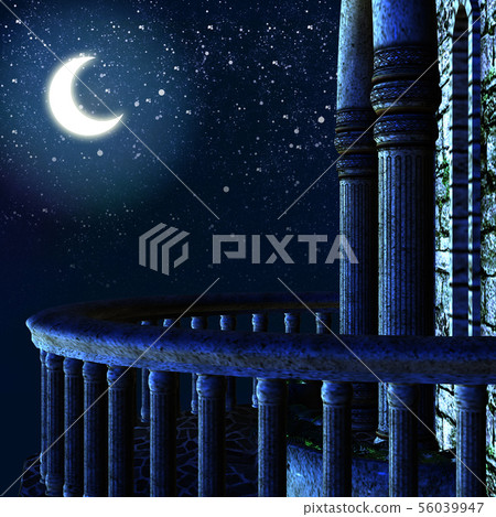 View on a moon from a balcony 56039947