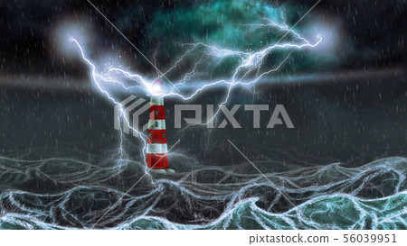 Stormy Sea and Lighthouse Stormy Sea and Lighthouse 56039951