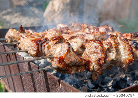 Traditional eastern dish, shish kebab. Roasted 56040794
