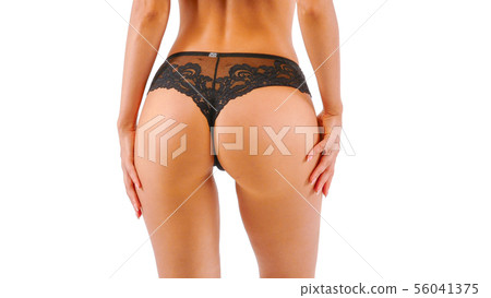 Woman In black Lingerie Isolated On white Woman In black Lingerie Isolated On white 56041375