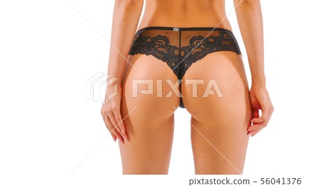 Woman In black Lingerie Isolated On white Woman In black Lingerie Isolated On white 56041376