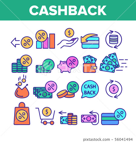 Color Cashback Service Sign Icons Set Vector 56041494