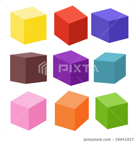 Set of blank colorful toy bricks vector illustration. Single vector cubes isolated on white 56041857
