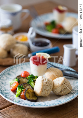 Scone and yogurt parfait Scone and yogurt parfait 56041871