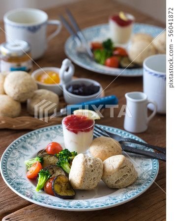 Scone and yogurt parfait 56041872