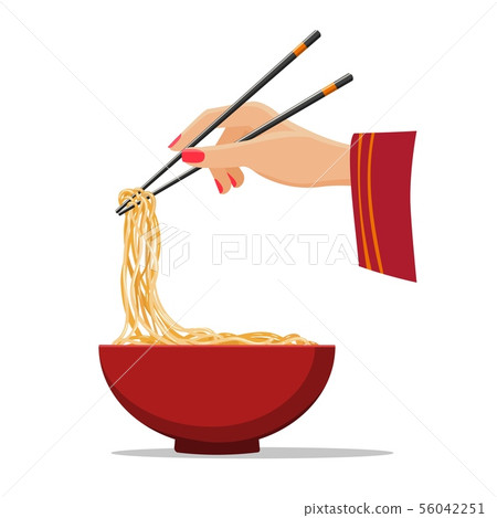Hands with chopsticks and noodles Hands with chopsticks and noodles 56042251