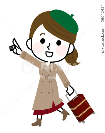Traveling girl 04 autumn clothes, women's trip illustration 56042434