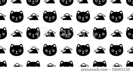 cat seamless pattern vector kitten head face fuji  56043230