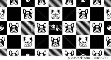 dog seamless pattern french bulldog checked vector 56043245