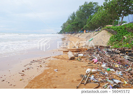 Rubbish and domestic waste polluting the beach Rubbish and domestic waste polluting the beach 56045572