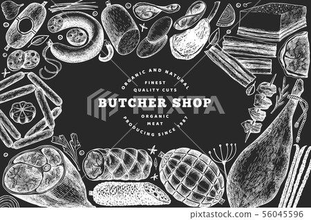 Butcher shop hand drawn vector banner template. Butcher shop hand drawn vector banner template. 56045596