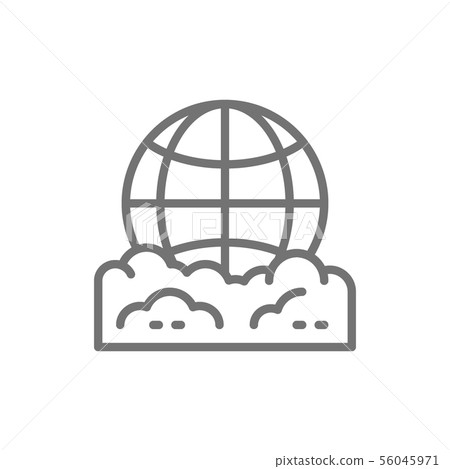 Pollution of the planet, globe garbage line icon. Pollution of the planet, globe garbage line icon. 56045971