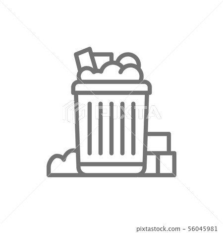 Filled can bin, garbage, waste line icon. Filled can bin, garbage, waste line icon. 56045981