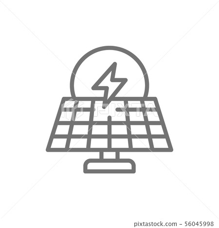 Solar power station, alternative renewable energy line icon. 56045998