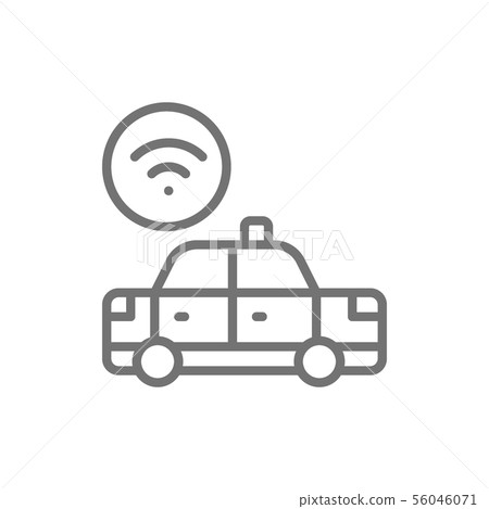 Vector Wi-Fi car, taxi wireless line icon. 56046071