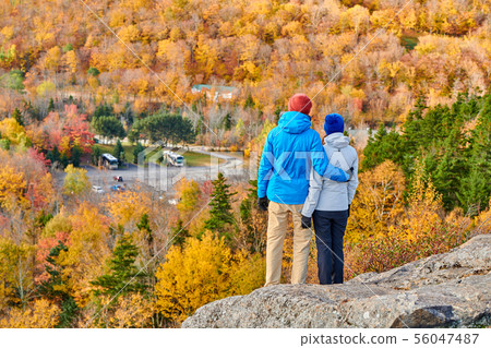 Couple hiking at Artist's Bluff in autumn Couple hiking at Artist's Bluff in autumn 56047487