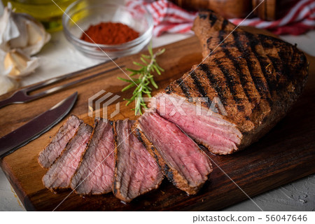 sliced tri tip seak marinated with santa maria 56047646