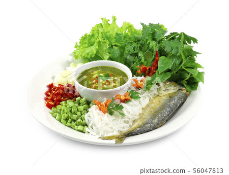 Fried mackerel (Maing-PLA-too) and fresh Fried mackerel (Maing-PLA-too) and fresh 56047813