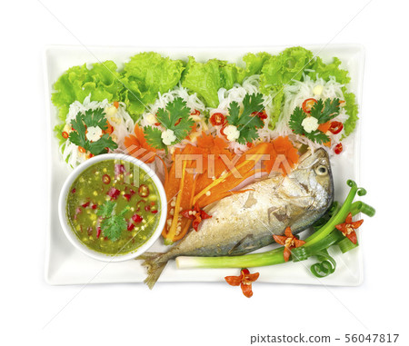 Fried mackerel (Maing-PLA-too) and fresh Fried mackerel (Maing-PLA-too) and fresh 56047817