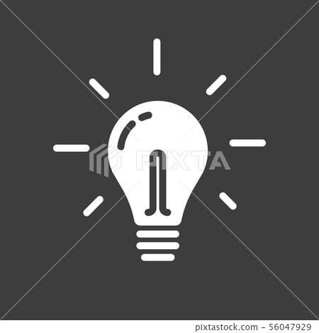 Lightbulb vector icon, line outline art light bulb symbol isolated on black or dark background 56047929