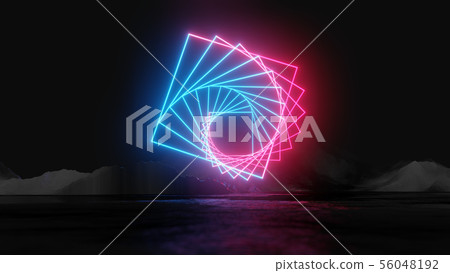 Glowing neon rectangles on dark background 56048192
