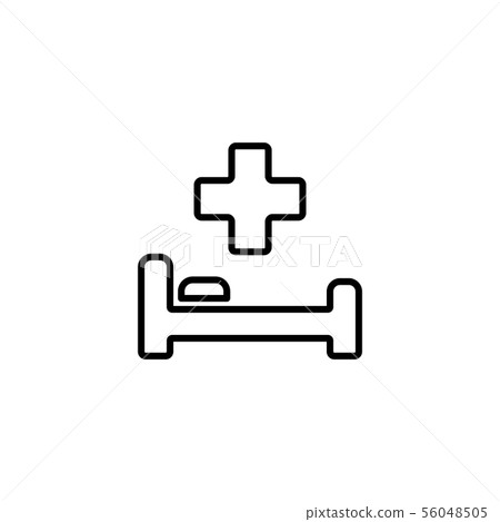 Web line icon. Hospital bed and cross 56048505
