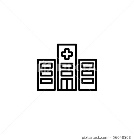 Web line icon. Hospital black on white background 56048508