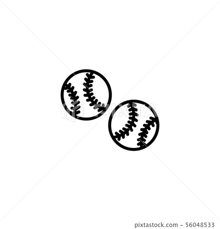 Web line icon. Baseball black on white background Web line icon. Baseball black on white background 56048533