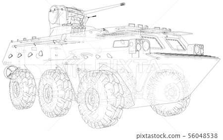 Military machine technical wire-frame. EPS10 format. Vector created of 3d 56048538