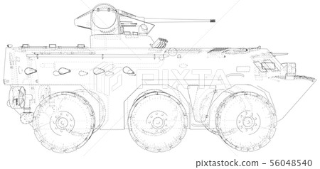 Army vehicle technical wire-frame. Vector illustration. Tracing illustration of 3d 56048540